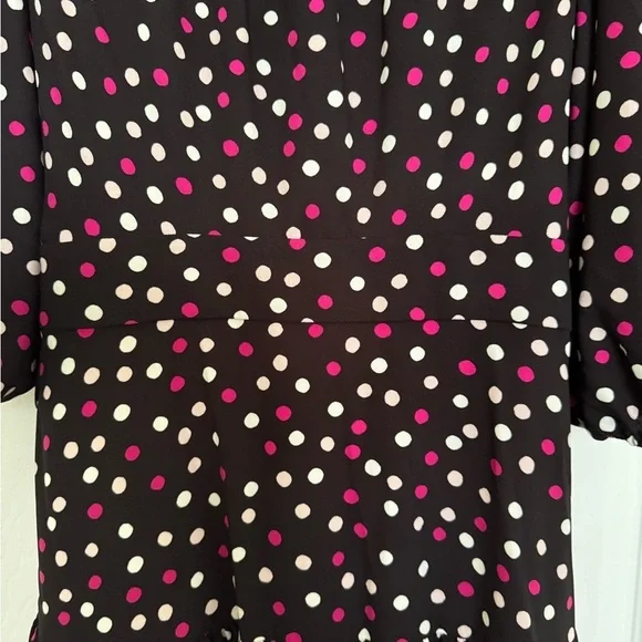 Kate Spade Glimmer Dot Wrap Dress, Black With Pink/White Polka Dots, Size 1, NWT
